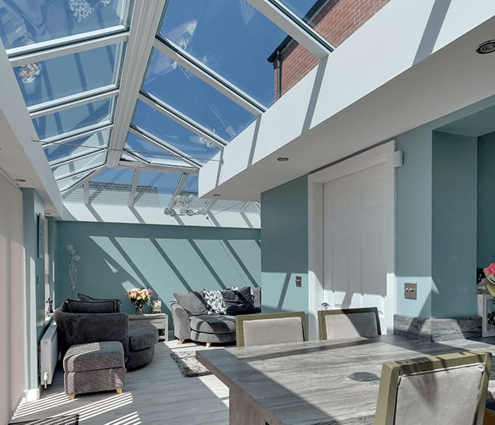 Modern orangery installation in Essex with a roof lantern