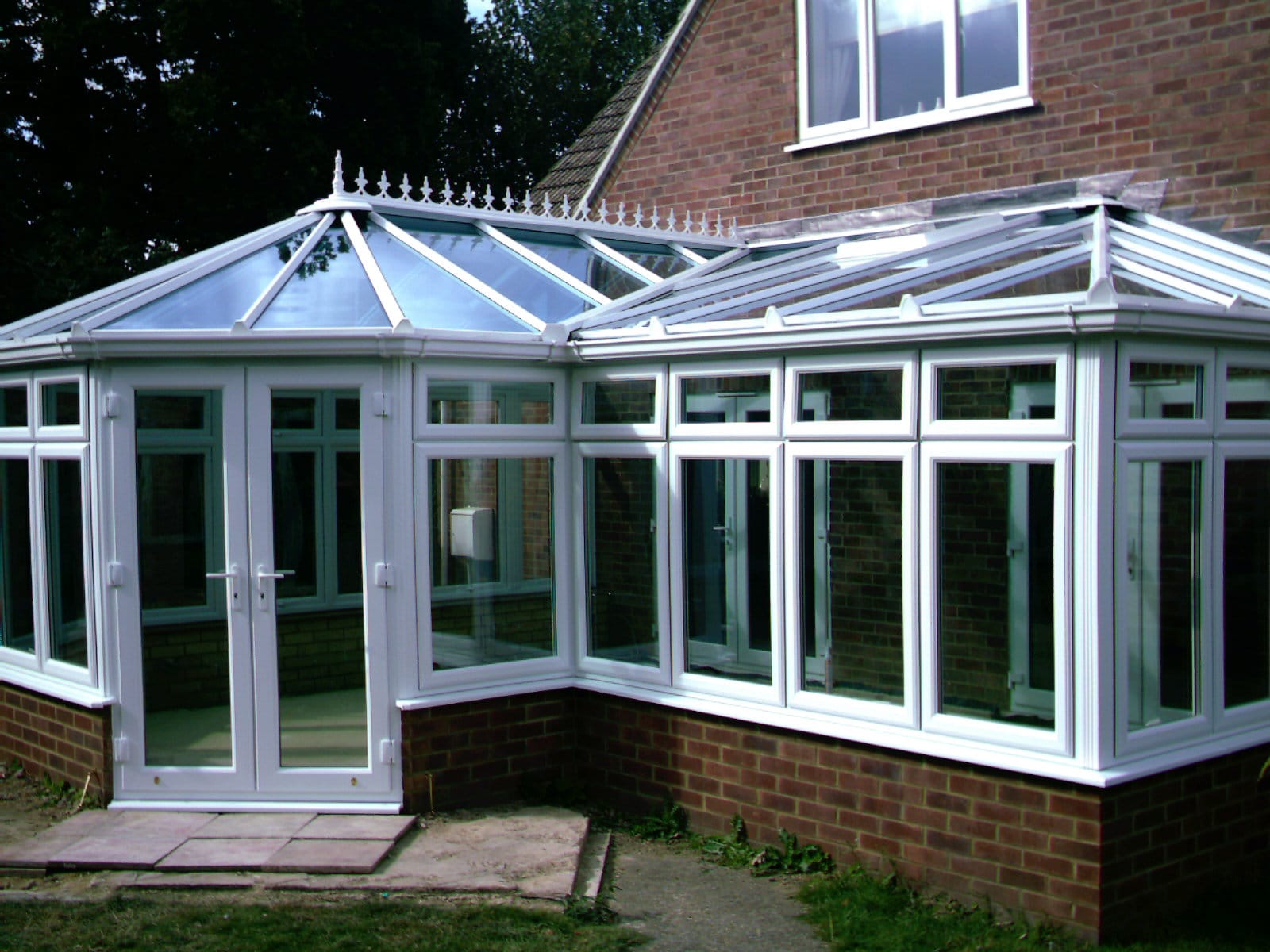 White uPVC P-shaped conservatory